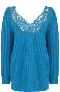 Шерстяной пуловер свободного кроя с кружевной вставкой Balenciaga