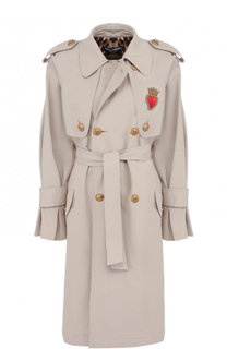 Однотонное хлопковое пальто с поясом Dolce & Gabbana