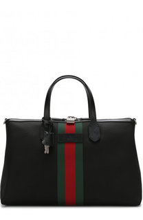 Текстильная дорожная сумка с отделкой Web Gucci