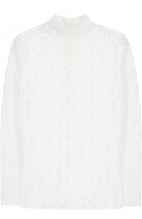 Кружевная блуза с воротником-стойкой и длинным рукавом Valentino