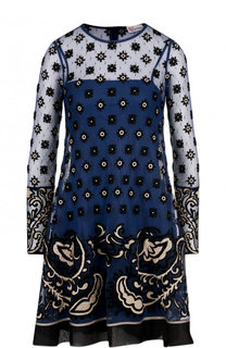 Мини-платье с круглым вырезом и контрастной отделкой REDVALENTINO