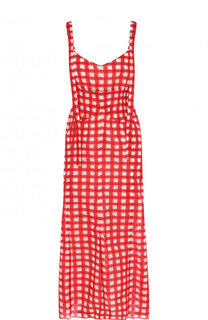 Хлопковое платье-миди с принтом Marni