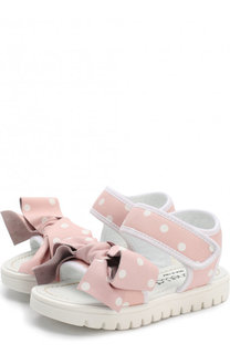 Кожаные сандалии с застежками велькро и бантом Simonetta