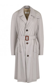 Однотонное пальто со складками и поясом Maison Margiela