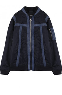 Бомбер на молнии с отделкой из денима Armani Junior