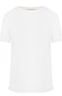 Однотонная хлопковая футболка прямого кроя с круглым вырезом The Row