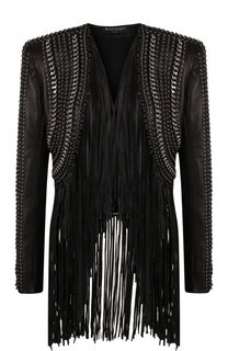 Кожаная куртка с бахромой Balmain