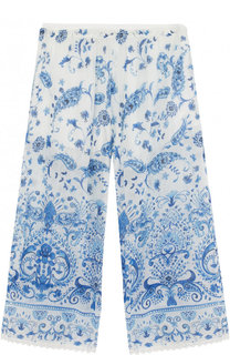 Брюки из смеси хлопка и шелка свободного кроя Ermanno Scervino