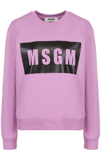 Хлопковый свитшот свободного кроя с логотипом бренда MSGM