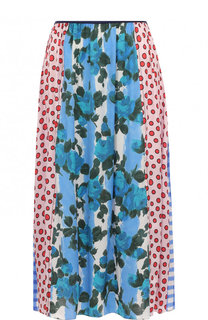 Юбка-миди из смеси вискозы и шелка с принтом Marni