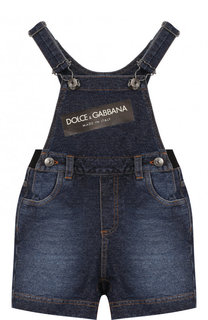 Хлопковый комбинезон с эластичной вставкой на поясе и логотипом бренда Dolce & Gabbana