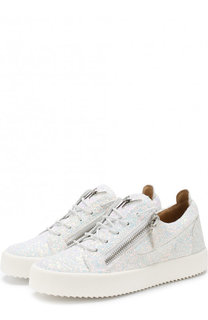 Кеды с глиттером на шнуровке Giuseppe Zanotti Design