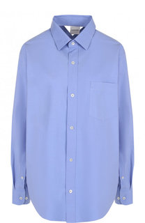 Однотонная блуза из смеси хлопка и льна с накладным карманом Vetements
