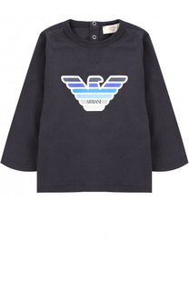 Хлопковый лонгслив с принтом Armani Junior