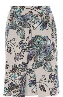 Мини-юбка со складками и цветочным принтом Armani Collezioni