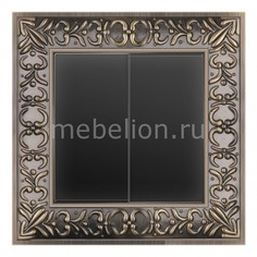 Выключатель двухклавишный Antik (Черный матовый) WL08-SW-2G-LED+WL08-SW-2G Werkel