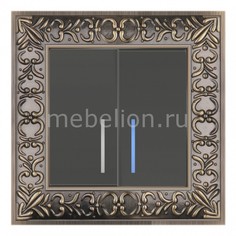 Выключатель двухклавишный с подсветкой Antik (Серо-коричневый) WL07-SW-2G-2W+WL07-SW-2G Werkel