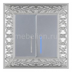 Выключатель двухклавишный с подсветкой Antik (Серебряный) WL06-SW-2G-2W+WL06-SW-2G-LED Werkel