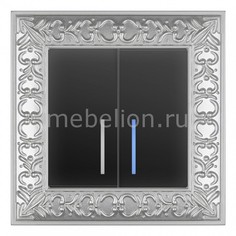 Выключатель проходной двухклавишный с подсветкой Antik (Черный матовый) WL08-SW-1G+WL08-SW-2G-2W-LED Werkel