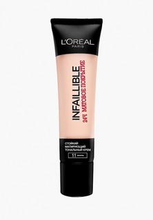Тональный крем LOreal Paris LOreal Стойкое матирующее Инфаибль 24 часа матовое покрытие, тон №11 Ваниль, 35 мл