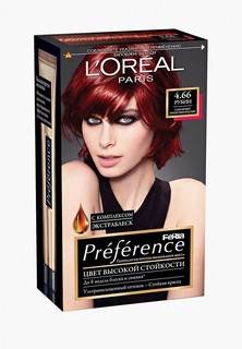 Краска для волос LOreal Paris LOreal "Preference Feria", стойкая, оттенок, 4.66 Рубин