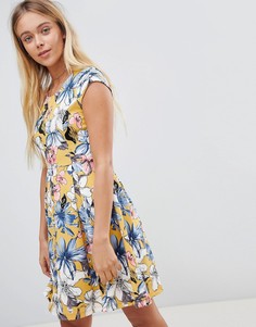 Короткое приталенное платье с цветочным принтом Gilli - Желтый