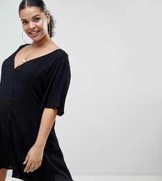 Свободный ромпер на пуговицах ASOS DESIGN Curve - Черный