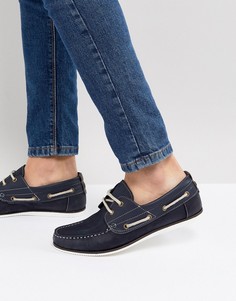 Темно-синие кожаные мокасины River Island - Темно-синий