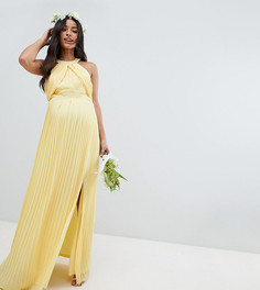 Плиссированное платье макси TFNC Maternity - Желтый