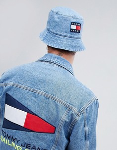 Джинсовая панама из капсульной коллекции в стиле 90-х с логотипом-флагом Tommy Jeans - Синий