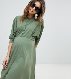 Приталенное платье на пуговицах ASOS DESIGN Maternity - Зеленый