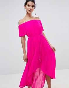 Плиссированное платье макси с асимметричным подолом Ted Baker - Розовый