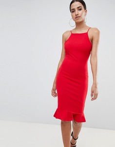Платье миди с американской проймой и оборкой Missguided - Красный