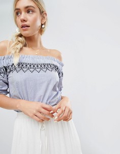 Топ в полоску c открытыми плечами Lunik - Синий