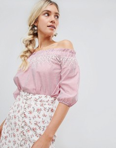 Топ в полоску c открытыми плечами Lunik - Красный