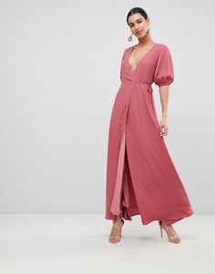 Платье макси с запахом Fashion Union - Розовый