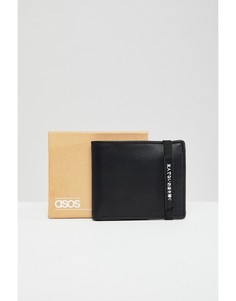 Черный кожаный бумажник с принтом ASOS DESIGN - Черный