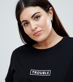 Футболка с надписью Trouble ASOS DESIGN Curve - Черный