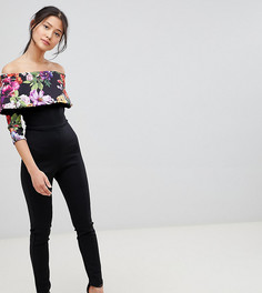 Комбинезон со спущенными плечами и цветочным принтом True Violet - Мульти