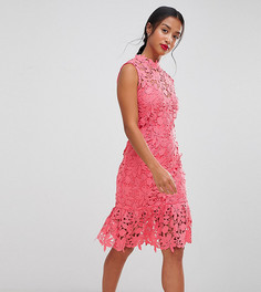 Кружевное платье с высоким вырезом и баской Paper Dolls Petite - Розовый