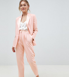 Суженные книзу брюки с контрастной атласной отделкой ASOS DESIGN Petite Tailored - Розовый