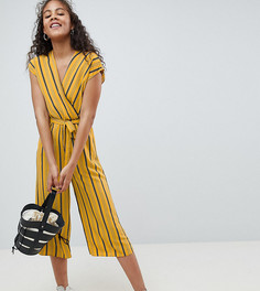 Укороченный комбинезон в полоску с запахом New Look Tall - Желтый