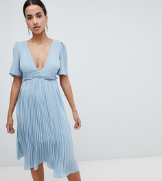 Плиссированное платье миди Boohoo - Синий