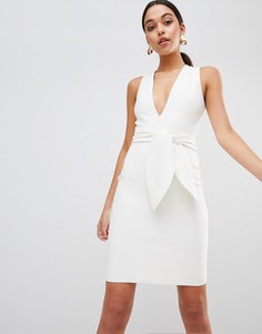 Облегающее платье миди с V-образным вырезом и завязкой Bec & Bridge - Белый