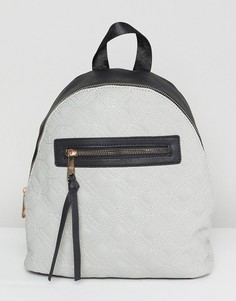 Стеганый рюкзак с контрастной черной молнией Yoki Fashion - Серый
