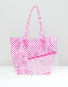 Розовая сумка-тоут в полоску с клатчем Chateau - Фиолетовый