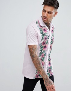 Рубашка с цветочным принтом и воротником в виде лацканов Urban Threads - Кремовый