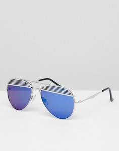 Солнцезащитные очки-авиаторы с цветными стеклами Jeepers Peepers - Серебряный