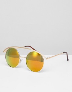 Розовые круглые солнцезащитные очки с затемненными стеклами Jeepers Peepers - Золотой