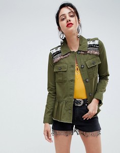 Зеленая куртка в стиле милитари River Island - Зеленый